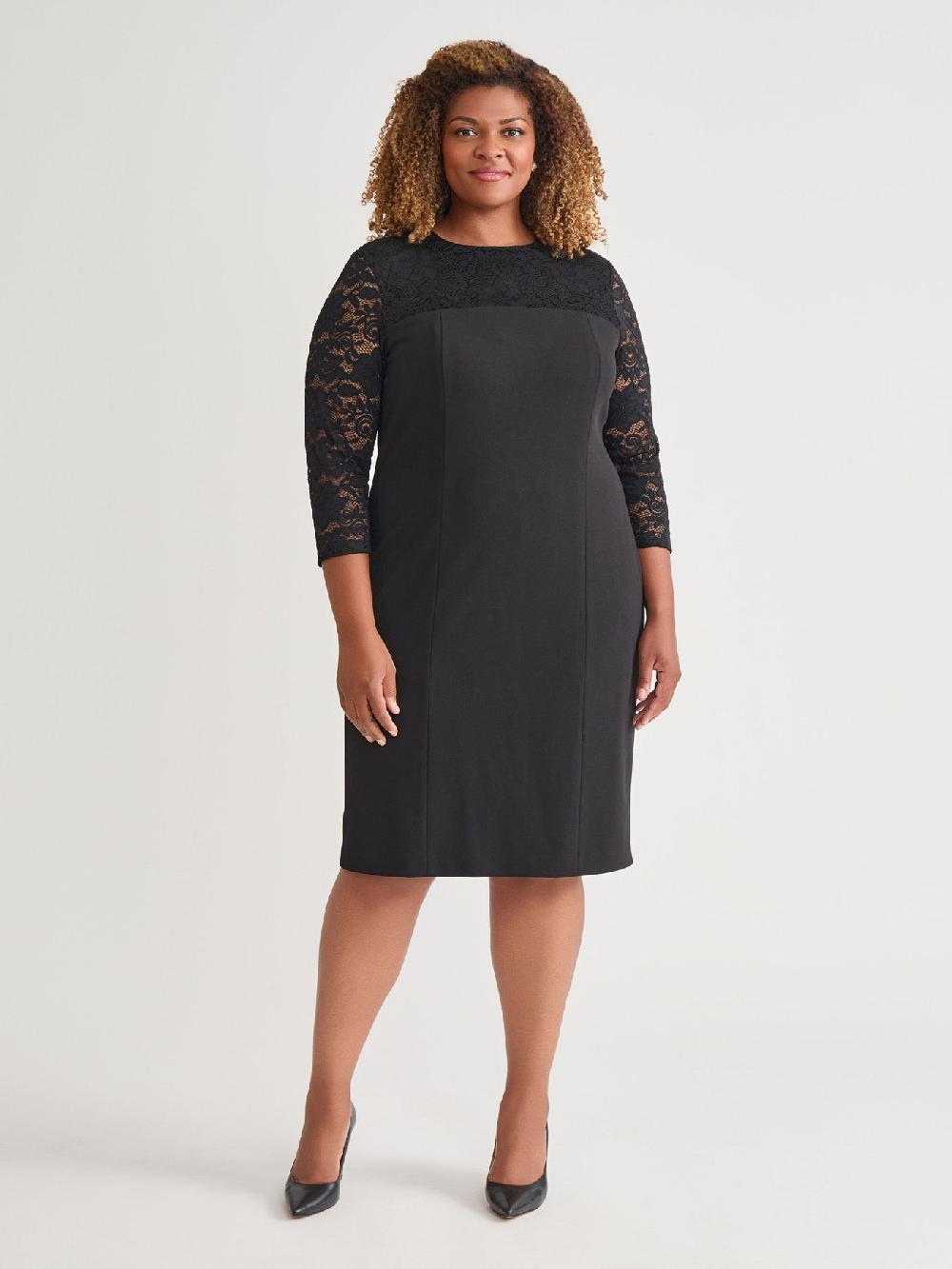 kasper Yoke Sheath Dress Black