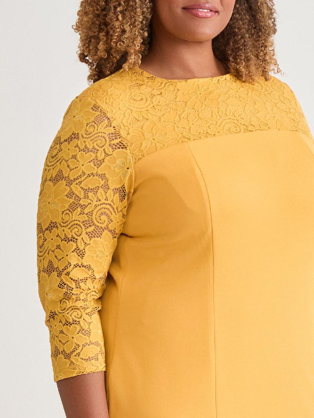 Kasper Yoke Sheath Dress Gold Signature