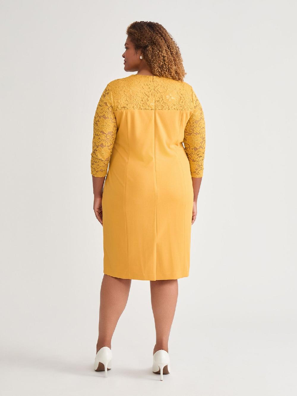 Kasper Yoke Sheath Dress Gold Signature