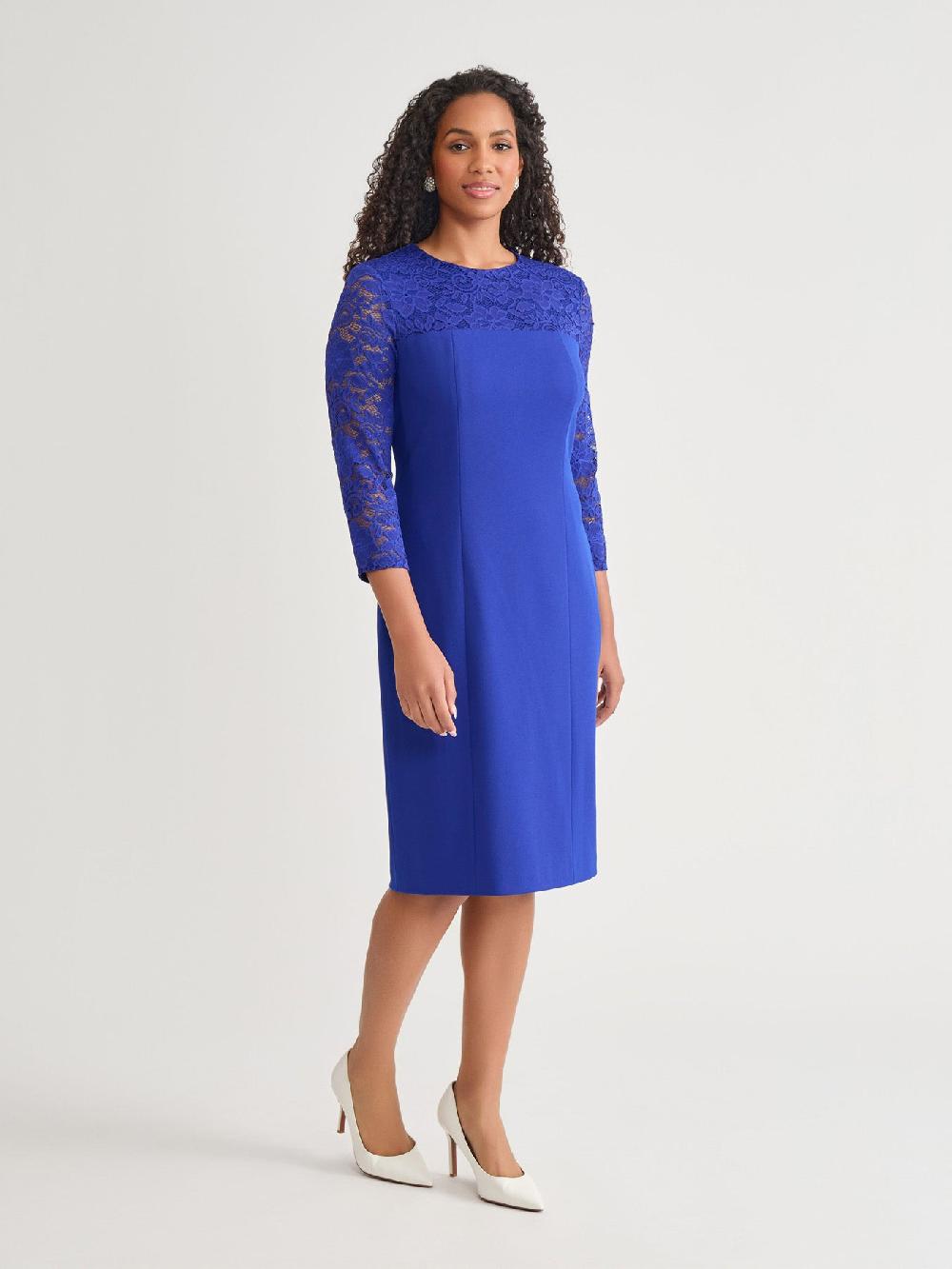 Kasper Yoke Sheath Dress Royal Signature