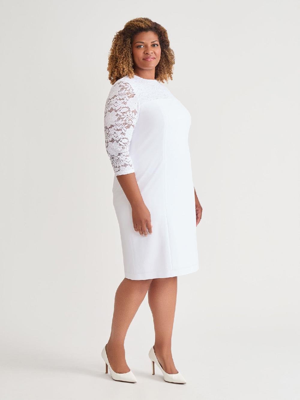 Kasper Yoke Sheath Dress White