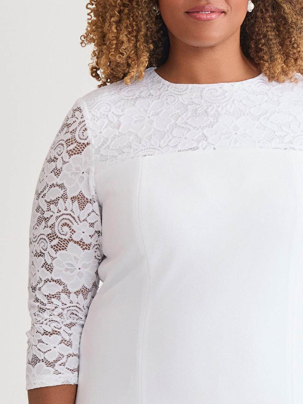 Kasper Yoke Sheath Dress White