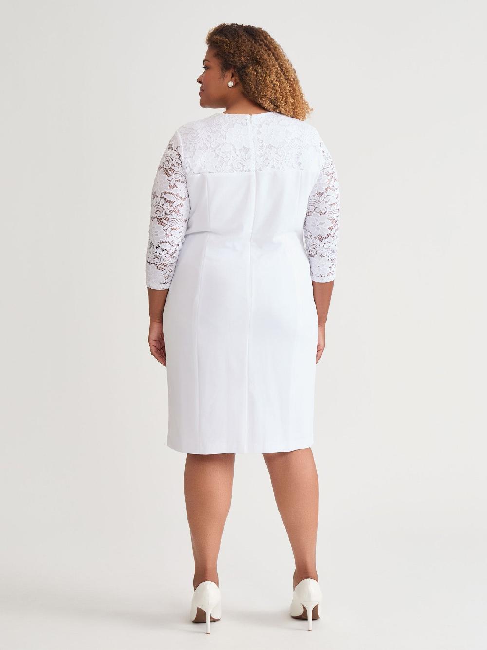 Kasper Yoke Sheath Dress White