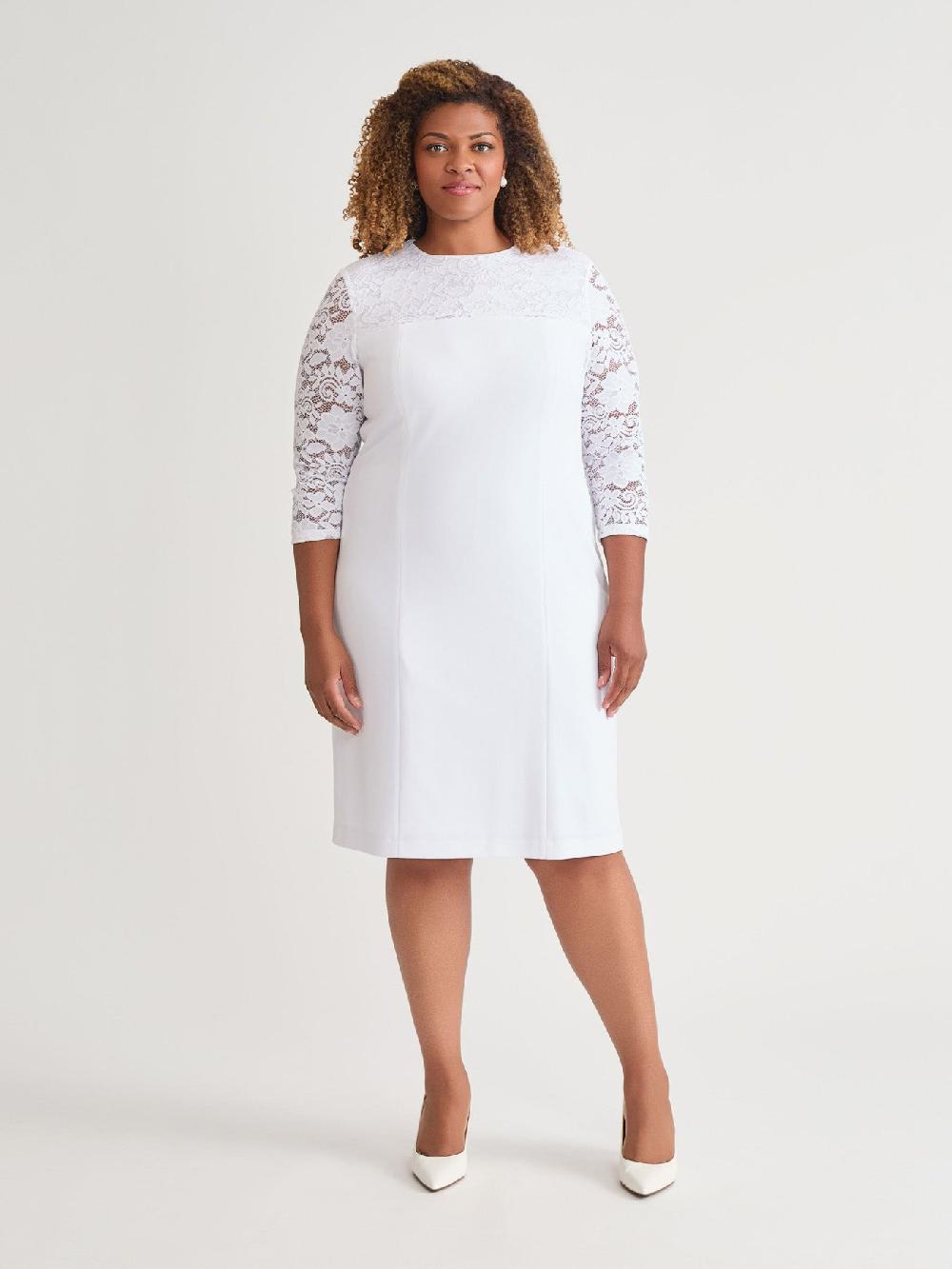 kasper Yoke Sheath Dress White