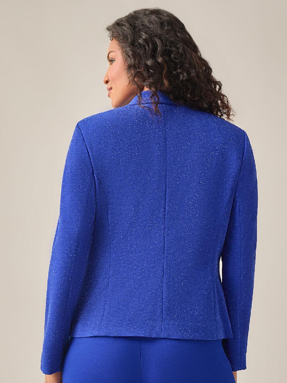 Kasper Lurex Knit Shawl Collar Jacket Royal Signature