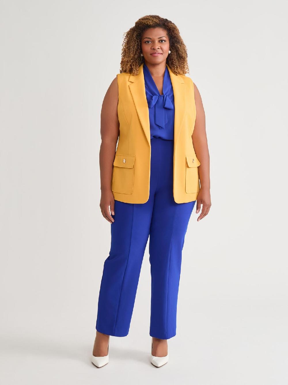 kasper Notch Collar Vest With Patch Pockets Gold Signature