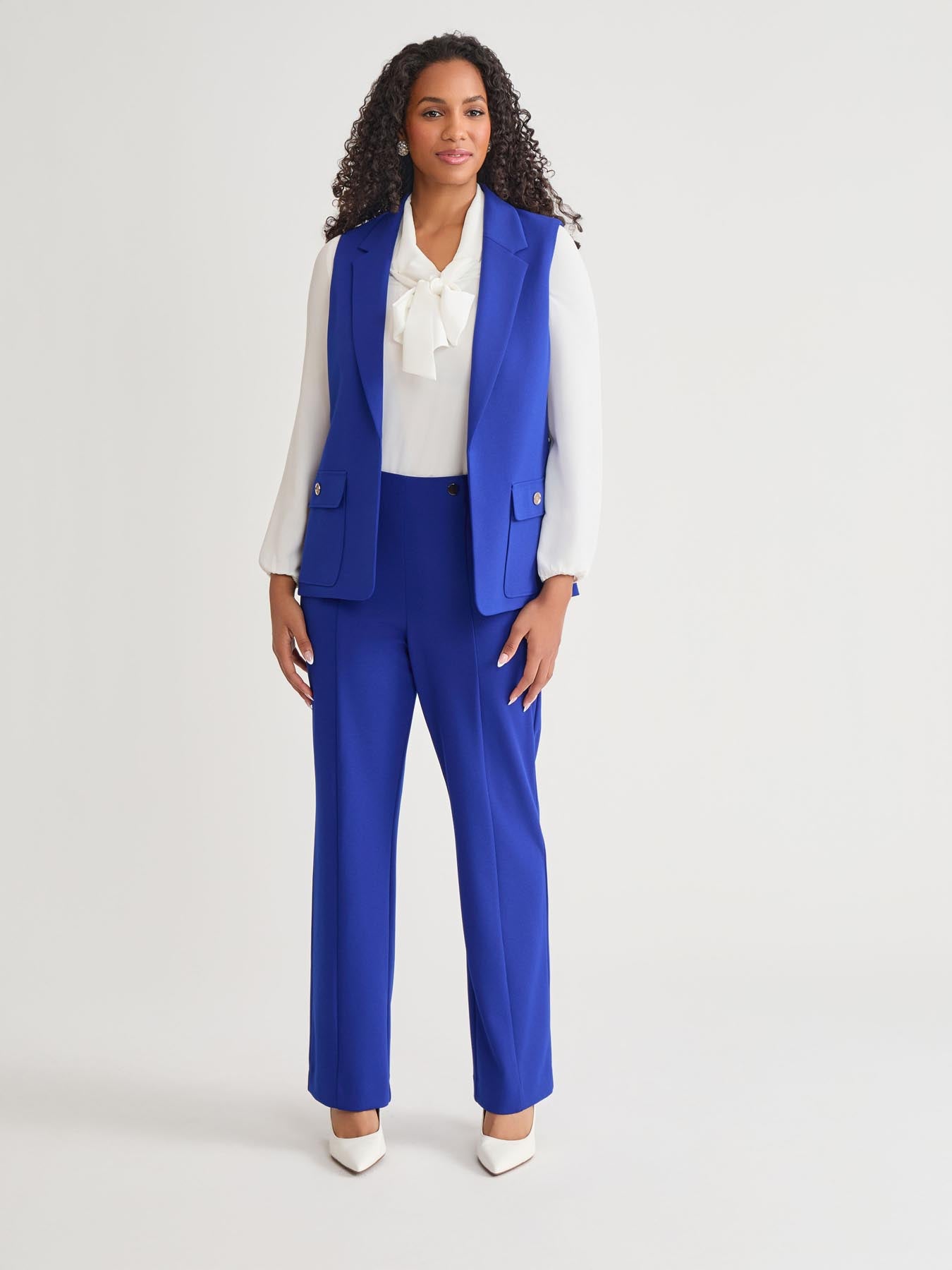 Kasper Notch Collar Vest With Patch Pockets Royal Signature