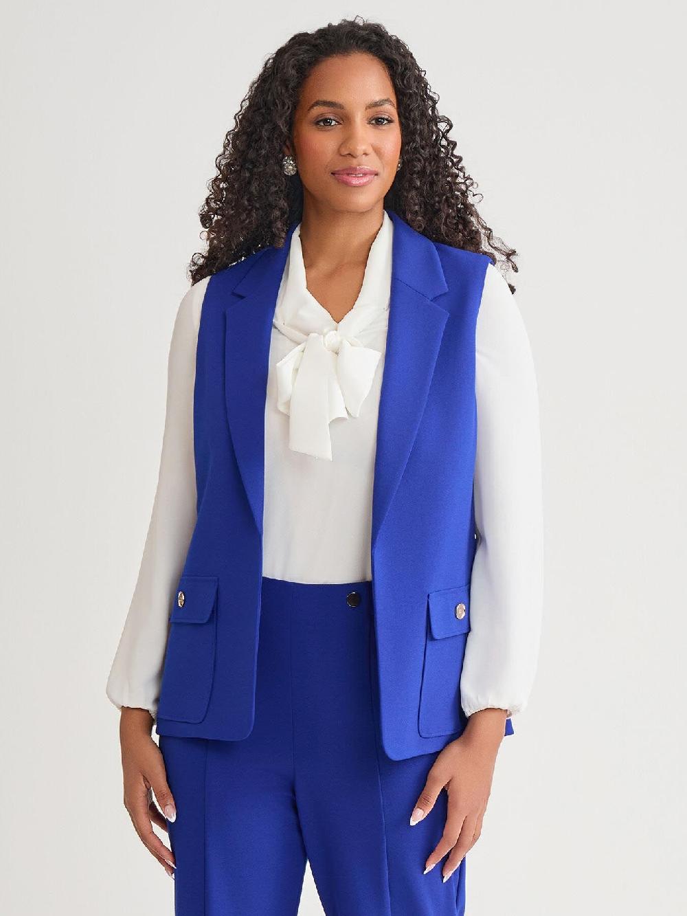 kasper Notch Collar Vest With Patch Pockets Royal Signature