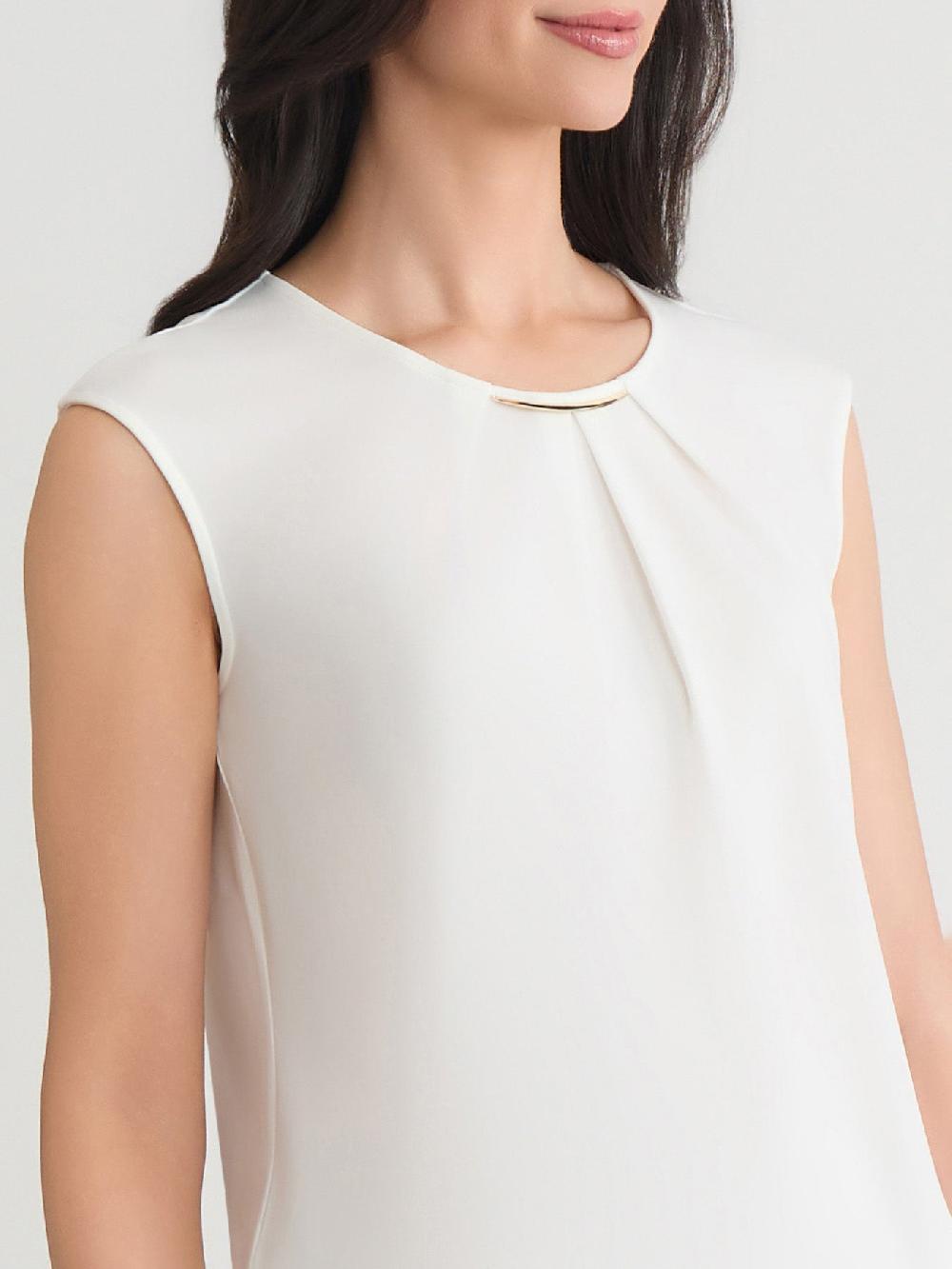 Kasper Petite Delicate Hardware Pleat Neck Top Everyday Knit
