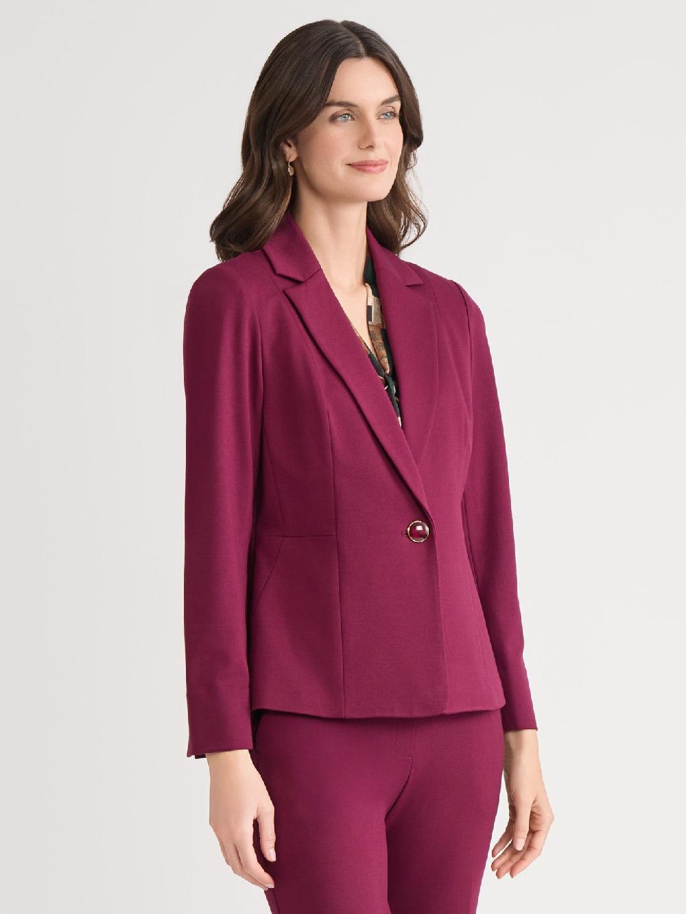 Kasper Petite One Button Jacket Iconic Stretch Crepe