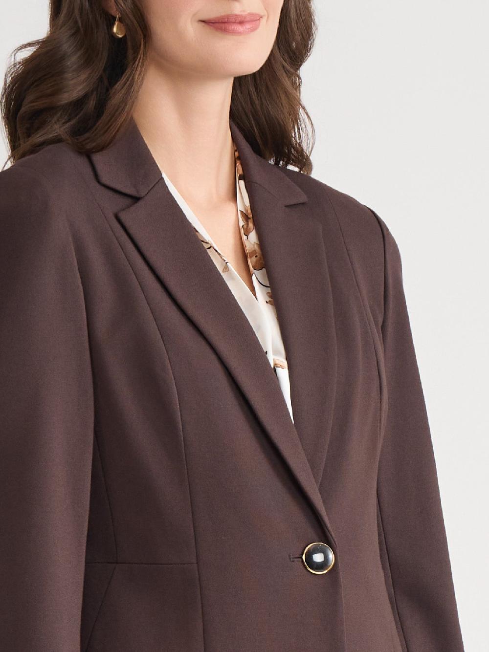 Kasper Petite One Button Jacket Iconic Stretch Crepe