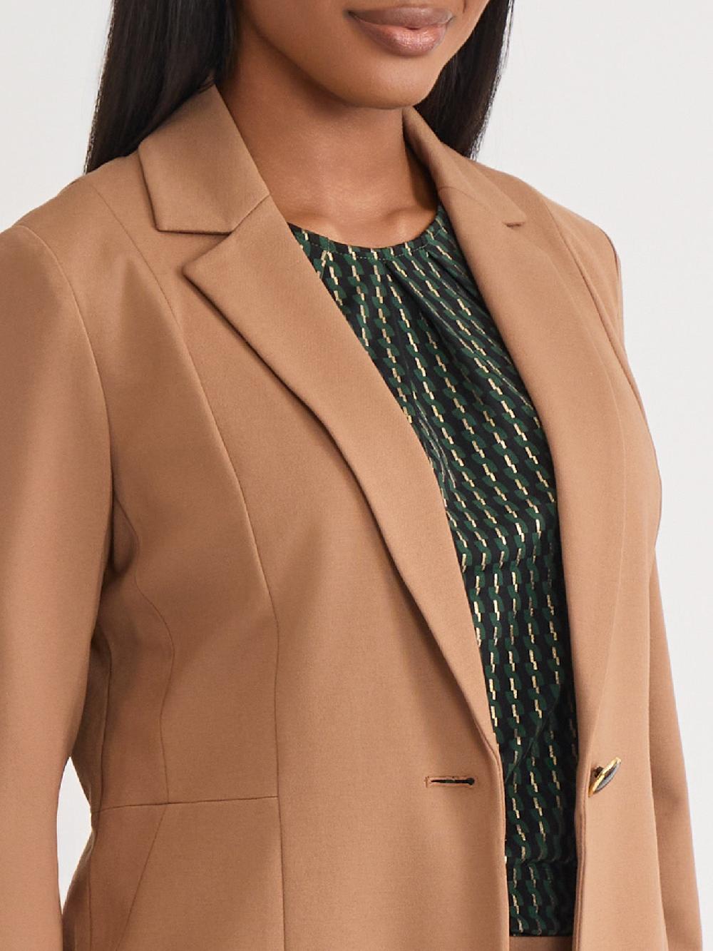 Kasper Petite One Button Jacket Iconic Stretch Crepe