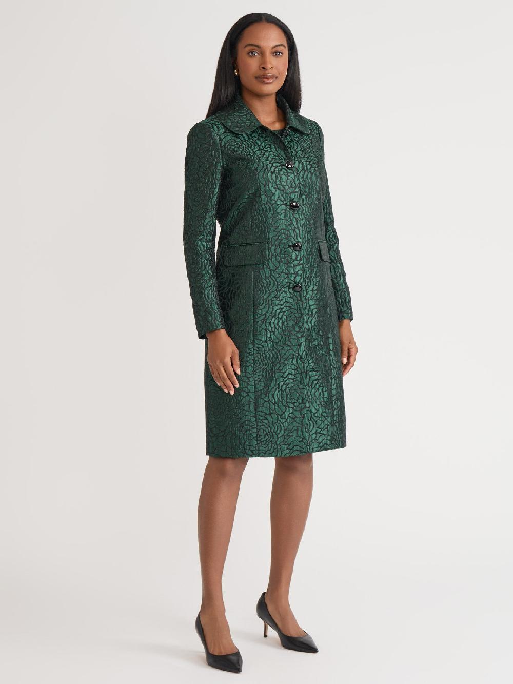 Kasper Petite Peter Pan Collar Topper Jacquard Knit