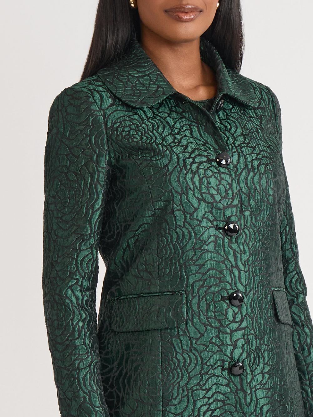 Kasper Petite Peter Pan Collar Topper Jacquard Knit