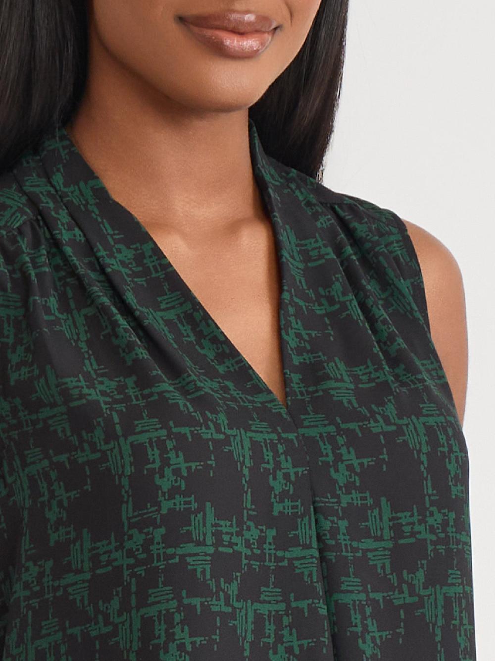 Kasper Petite Sleeveless Pleated Shoulder Blouse Soft Drape