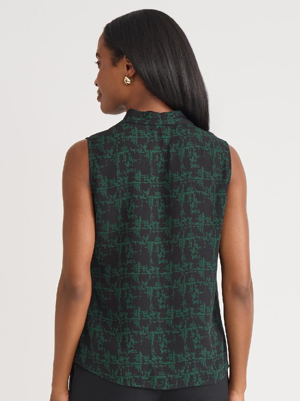 Kasper Petite Sleeveless Pleated Shoulder Blouse Soft Drape
