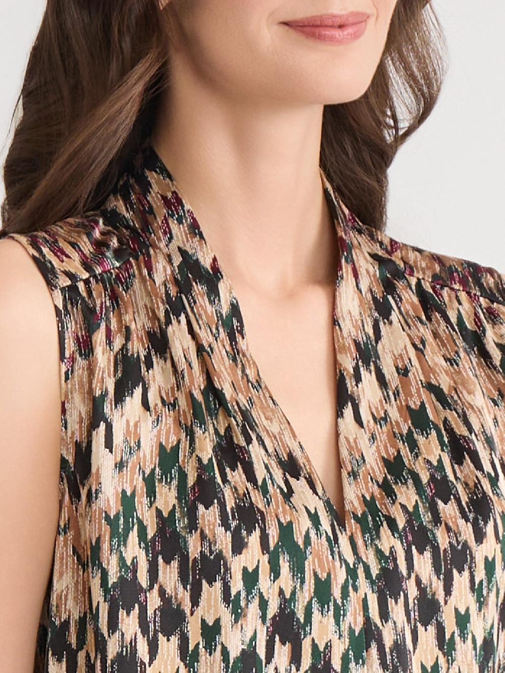 Kasper Petite Sleeveless Pleated Shoulder Blouse Soft Drape