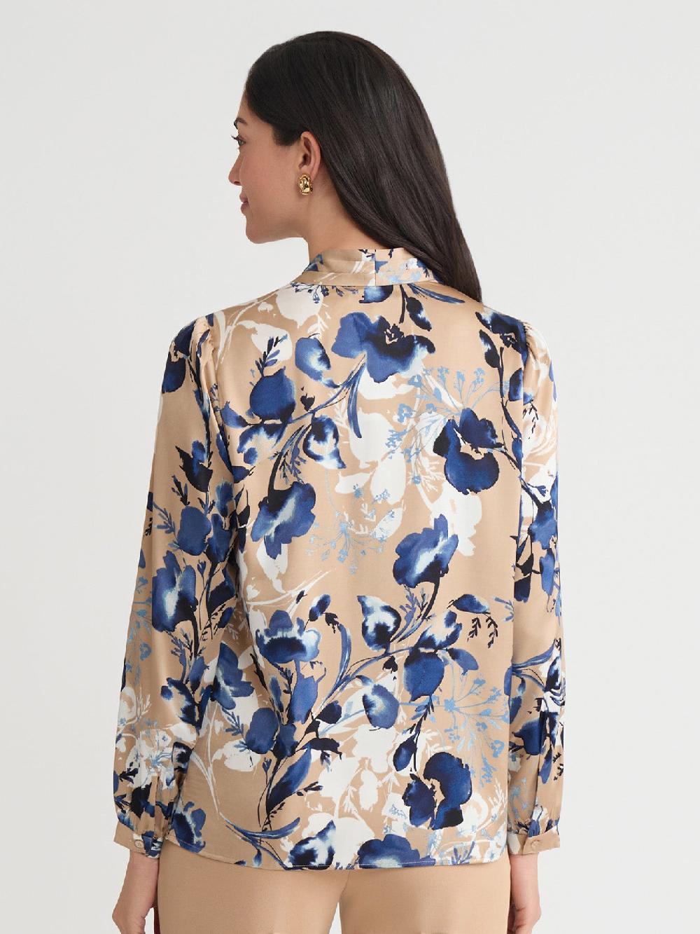 Kasper Petite V-Neck Pleated Shoulder Blouse Classic Drape