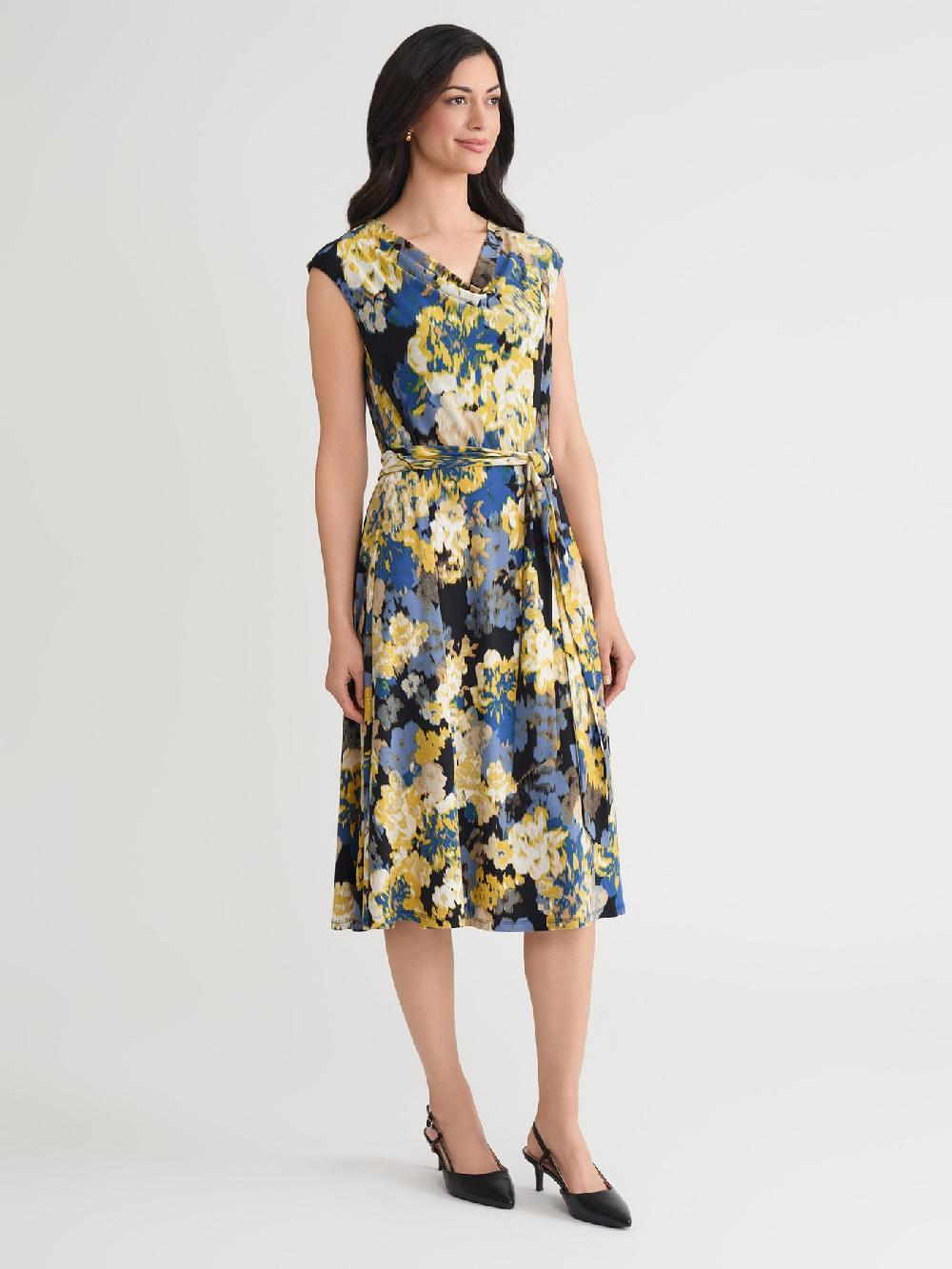 Kasper Plus Cowl Neck Fit-and-Flare Dress Everyday Knit