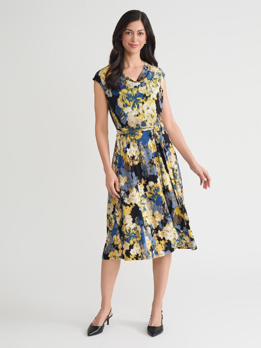 kasper Plus Cowl Neck Fit-and-Flare Dress Everyday Knit