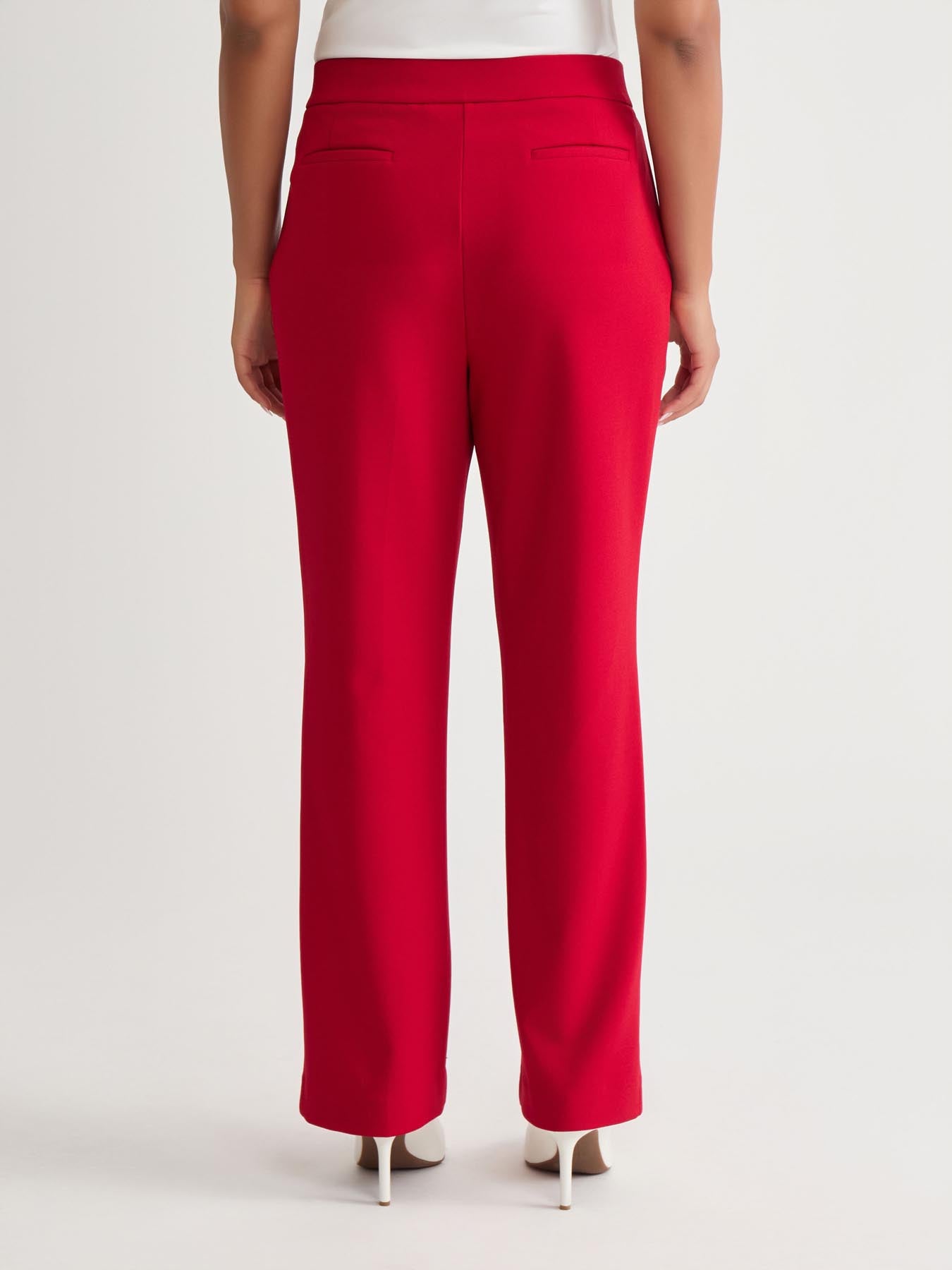 Kasper Plus High Rise Pull-On Rivet Waistband Trouser Crimson