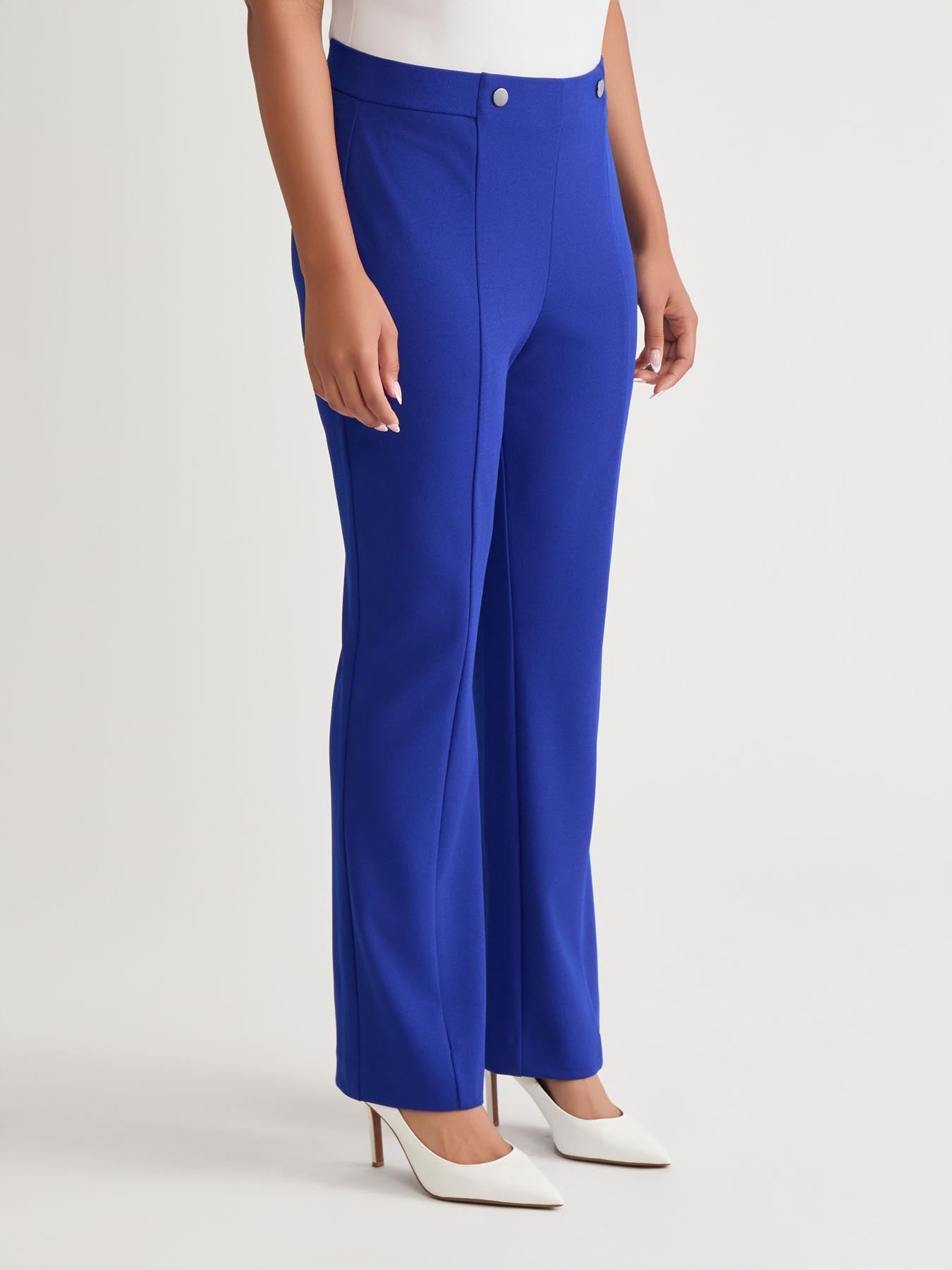 Kasper Plus High Rise Pull-On Rivet Waistband Trouser Royal Signature