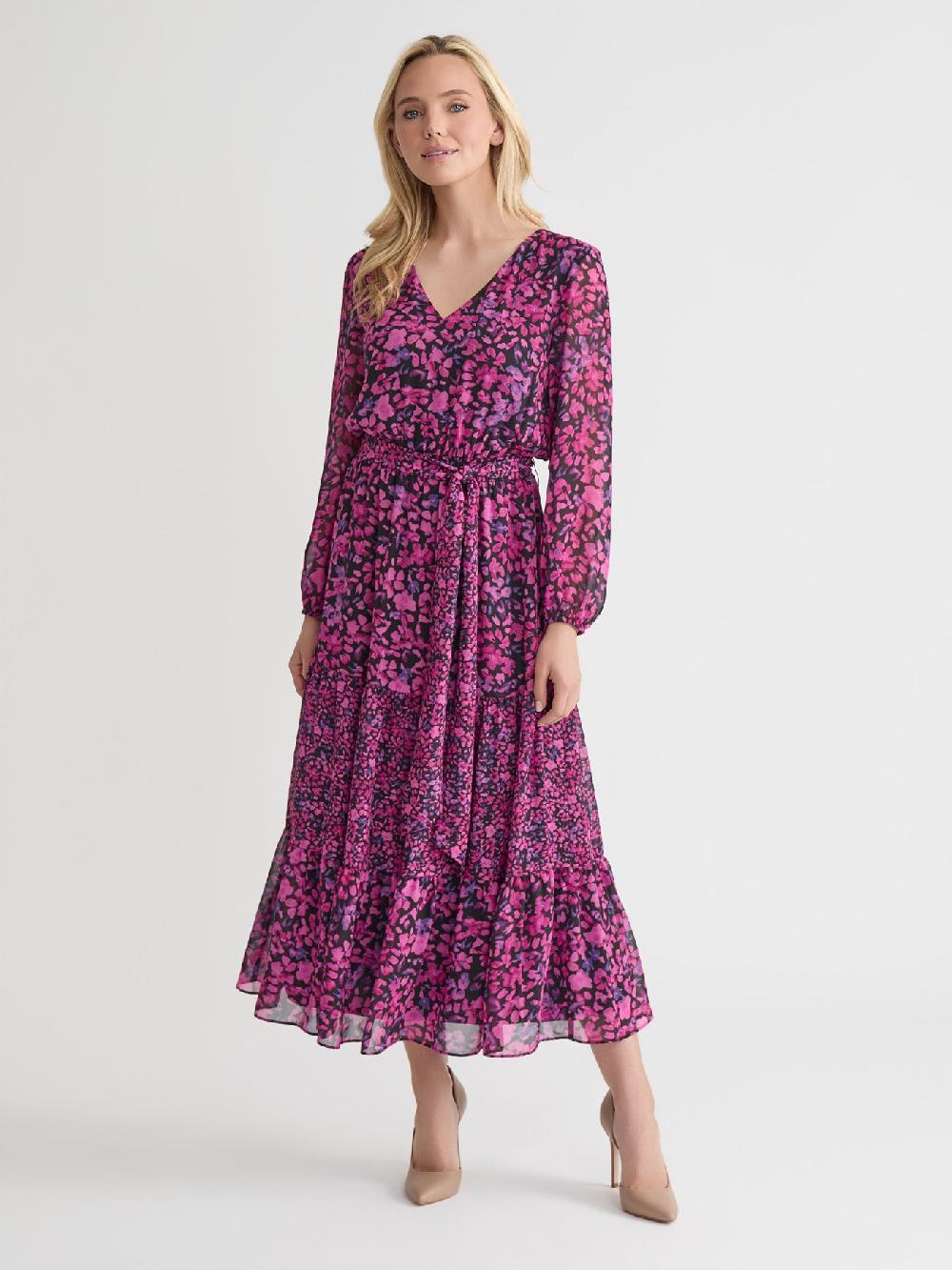 Kasper Plus Mini Floral Tiered Dress Printed Chiffon