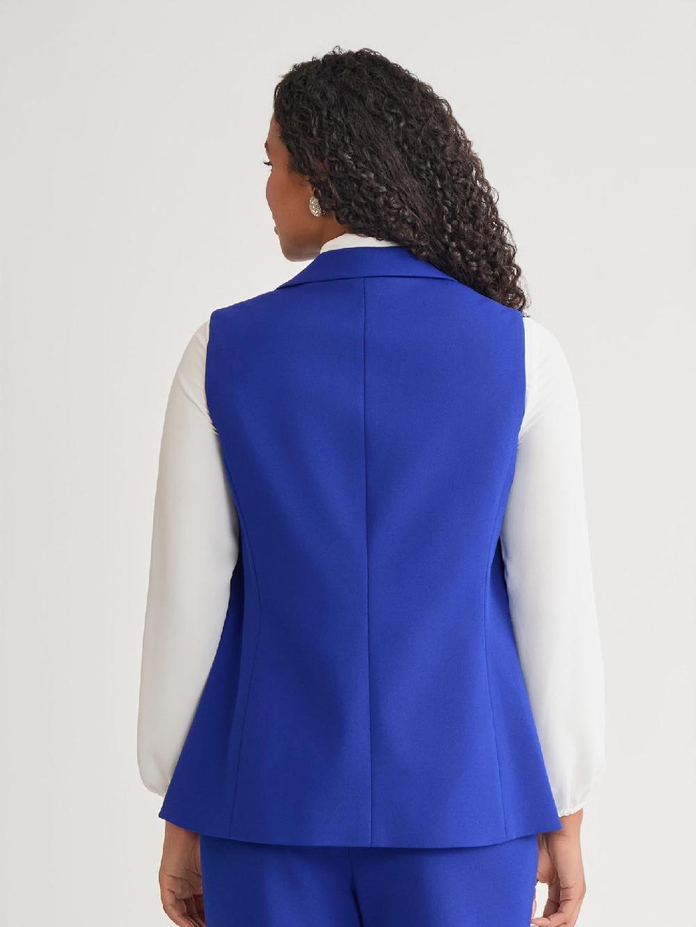 Kasper Plus Notch Collar Vest With Patch Pockets Royal Signature