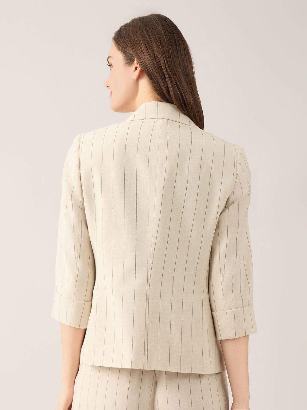 Kasper Plus One Button Pinstripe Jacket Linen Blend