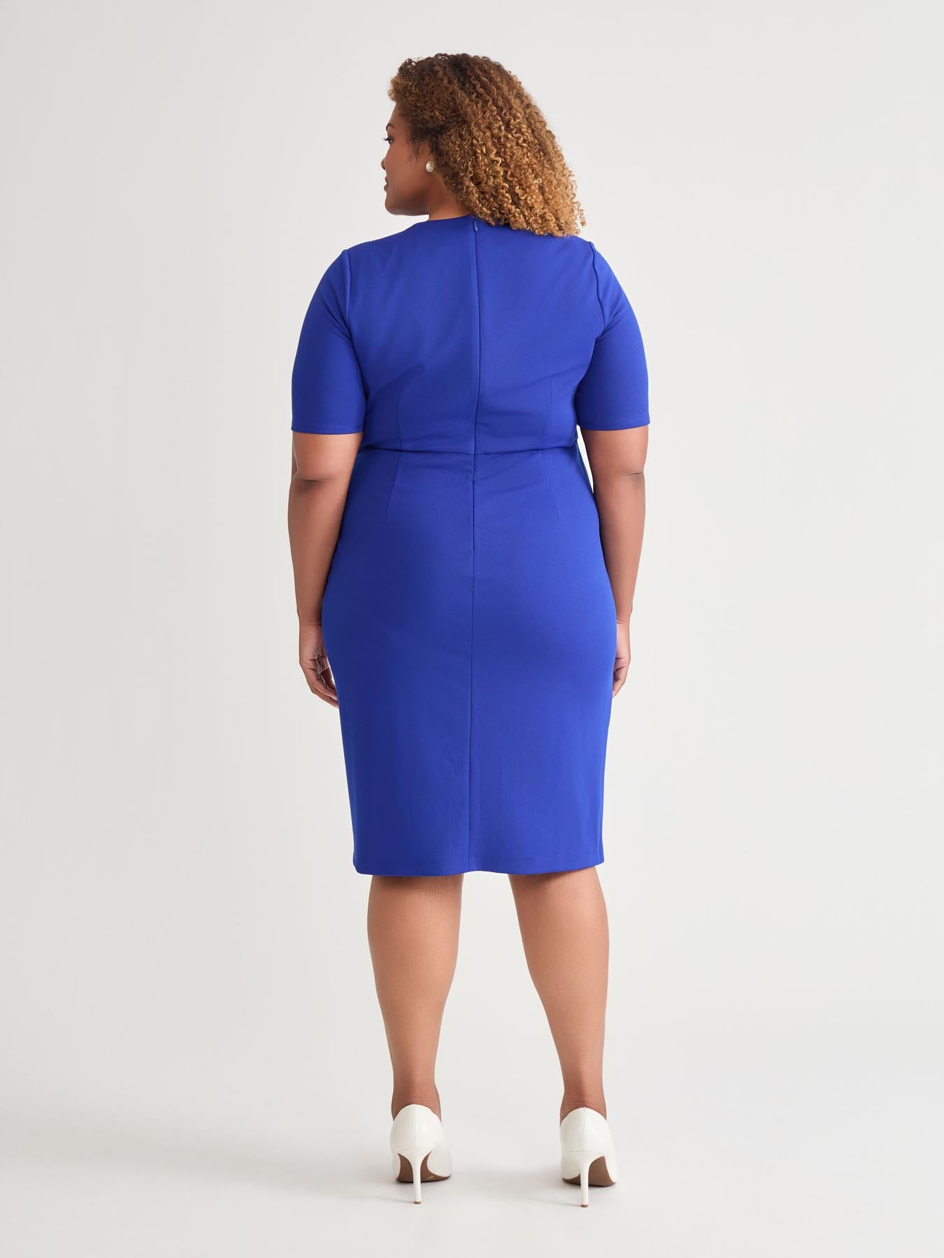 Kasper Plus Short Sleeve Wrap Skirt Dress Royal Signature