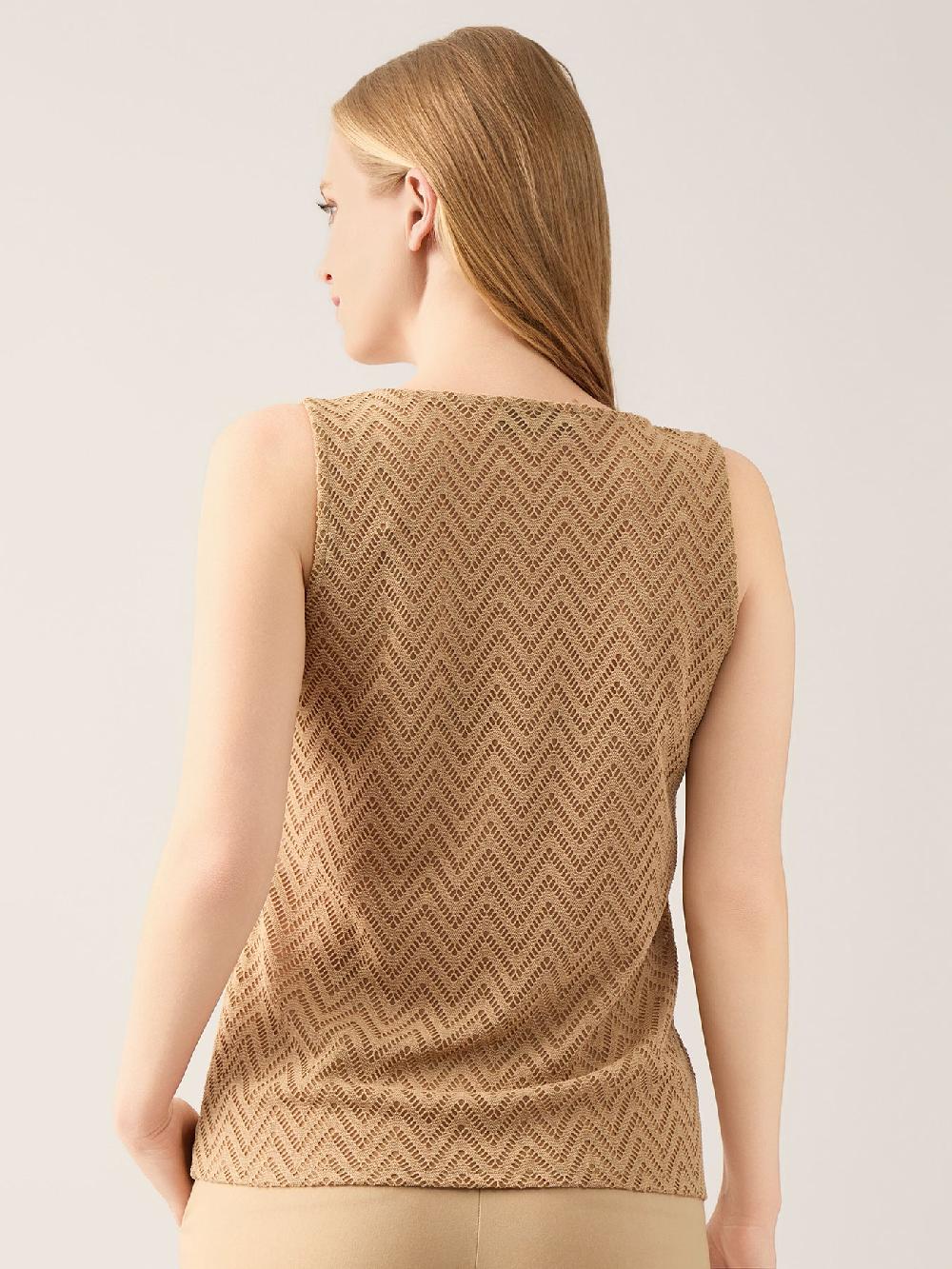 Kasper Plus Square Neck Burnout Herringbone Tank Lined Crepe