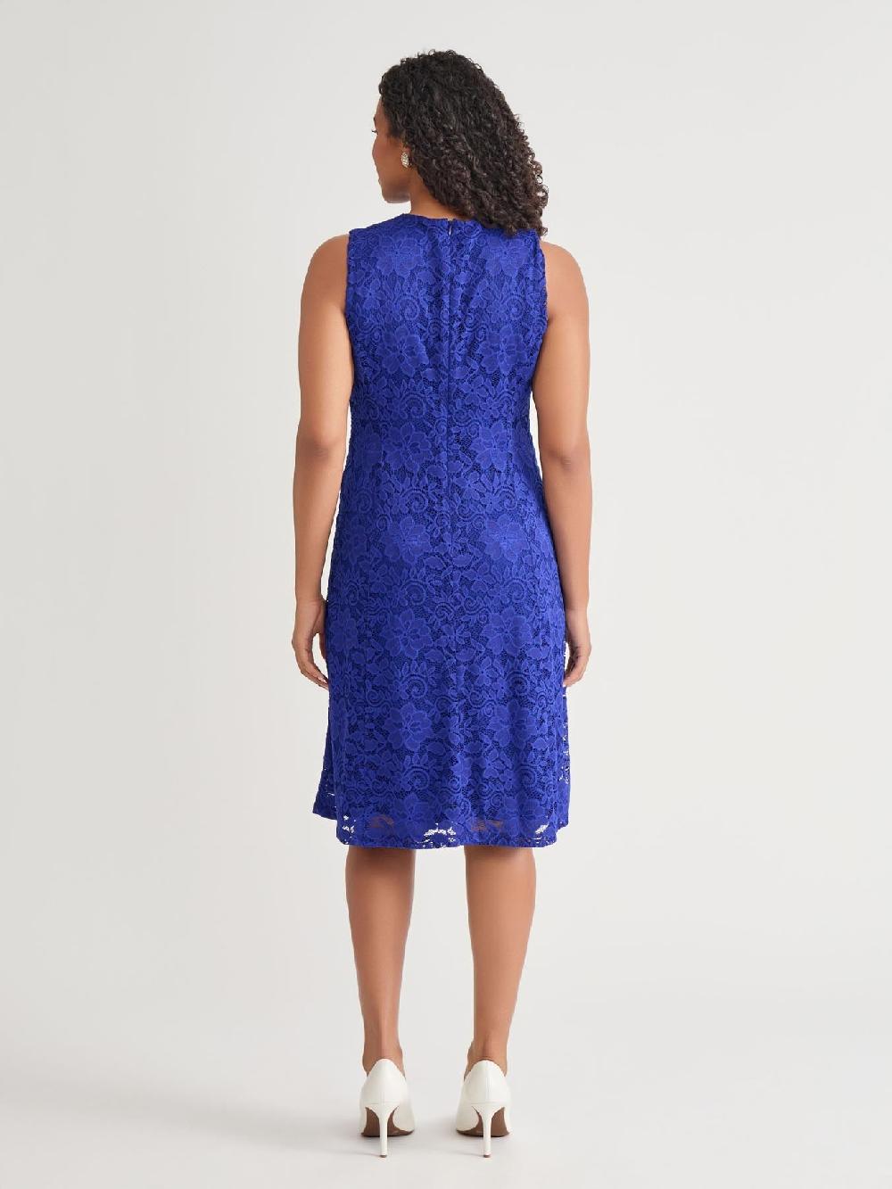 Kasper Plus V-Neck Fit-and-Flare Dress Royal Signature
