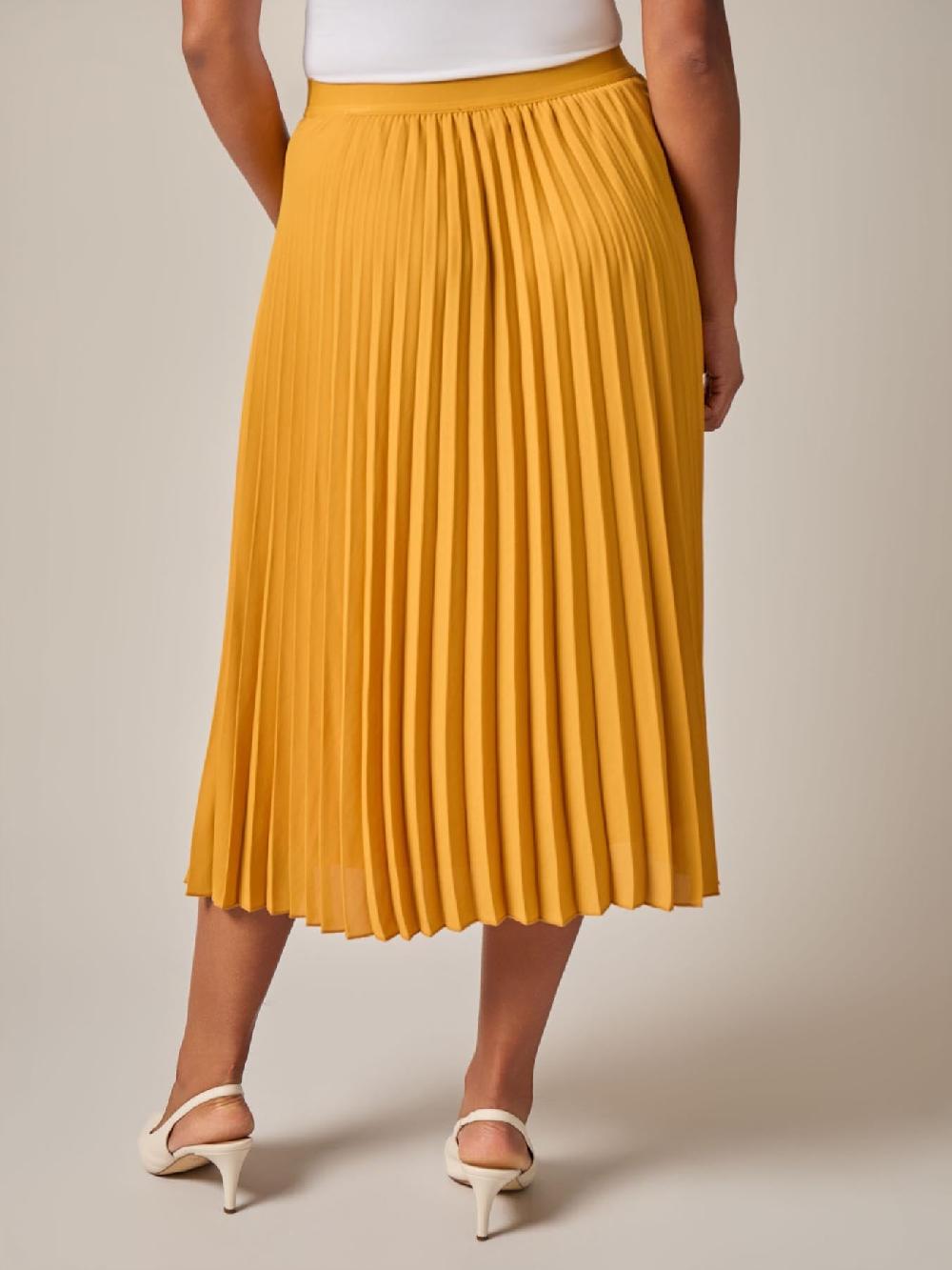 Kasper Pull-On Pleated Elastic Waist Skimmer Skirt Gold Signature