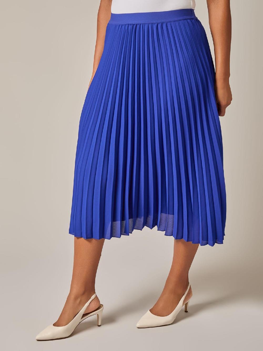 Kasper Pull-On Pleated Elastic Waist Skimmer Skirt Royal Signature