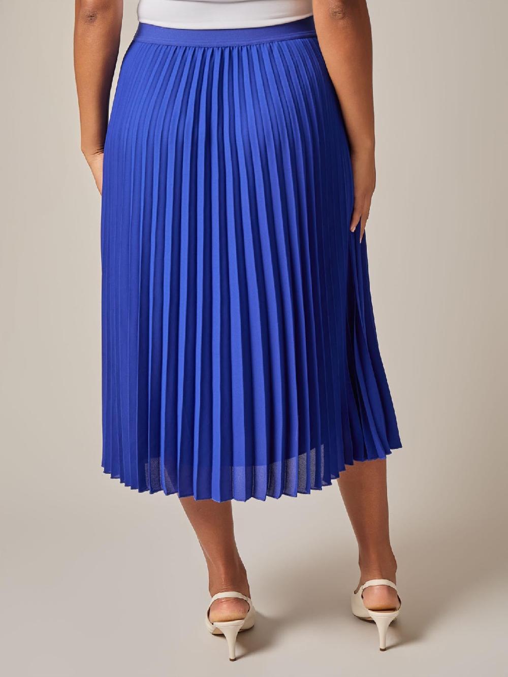 Kasper Pull-On Pleated Elastic Waist Skimmer Skirt Royal Signature