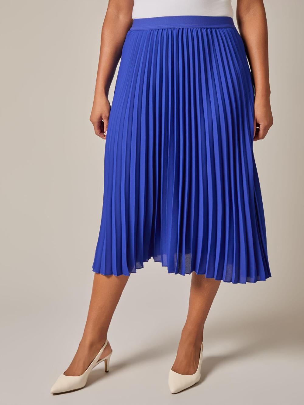 kasper Pull-On Pleated Elastic Waist Skimmer Skirt Royal Signature