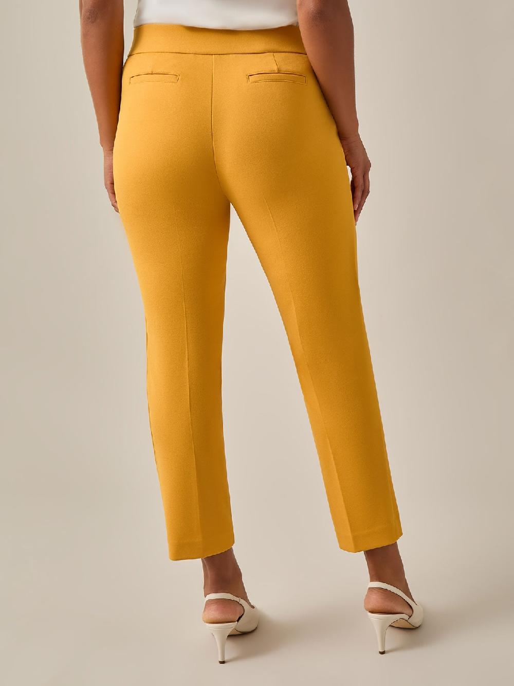 Kasper Pull-On Straight Leg Ankle Pants Gold Signature
