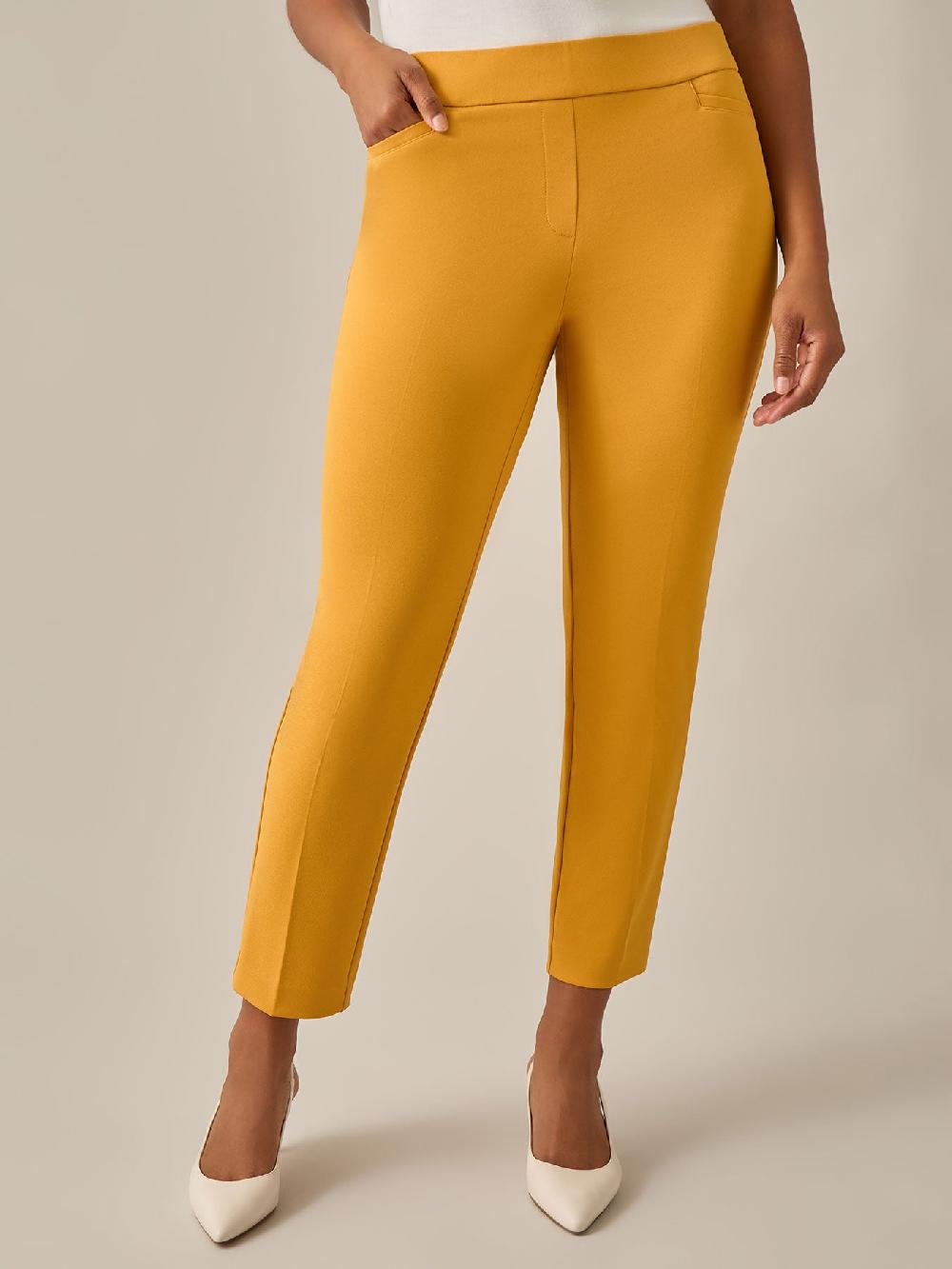 kasper Pull-On Straight Leg Ankle Pants Gold Signature