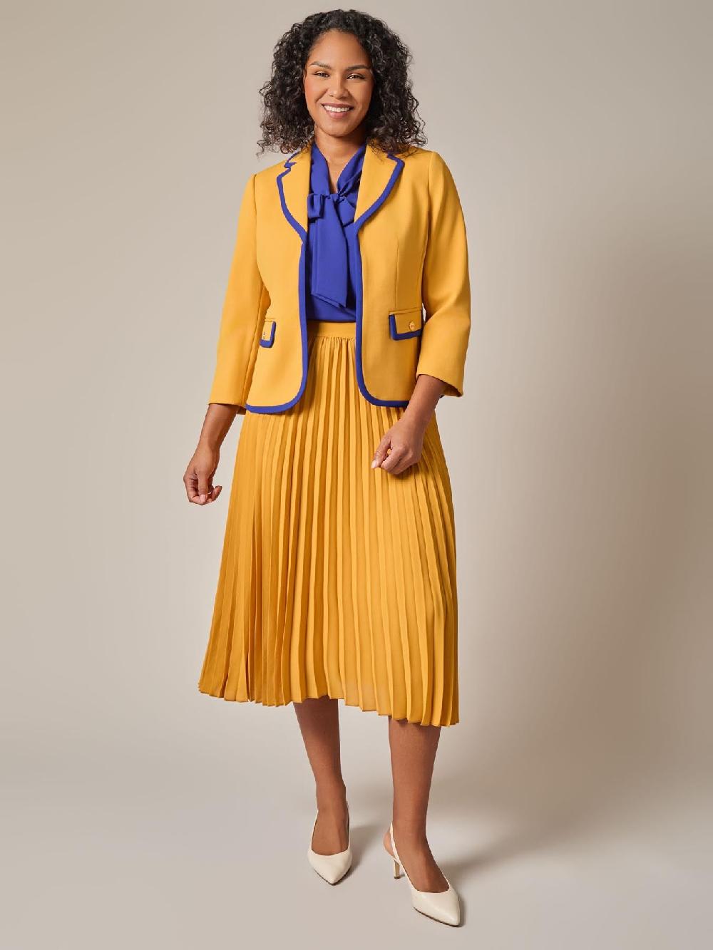 Kasper Rounded Collar Framed Jacket Gold Signature/Royal Signature