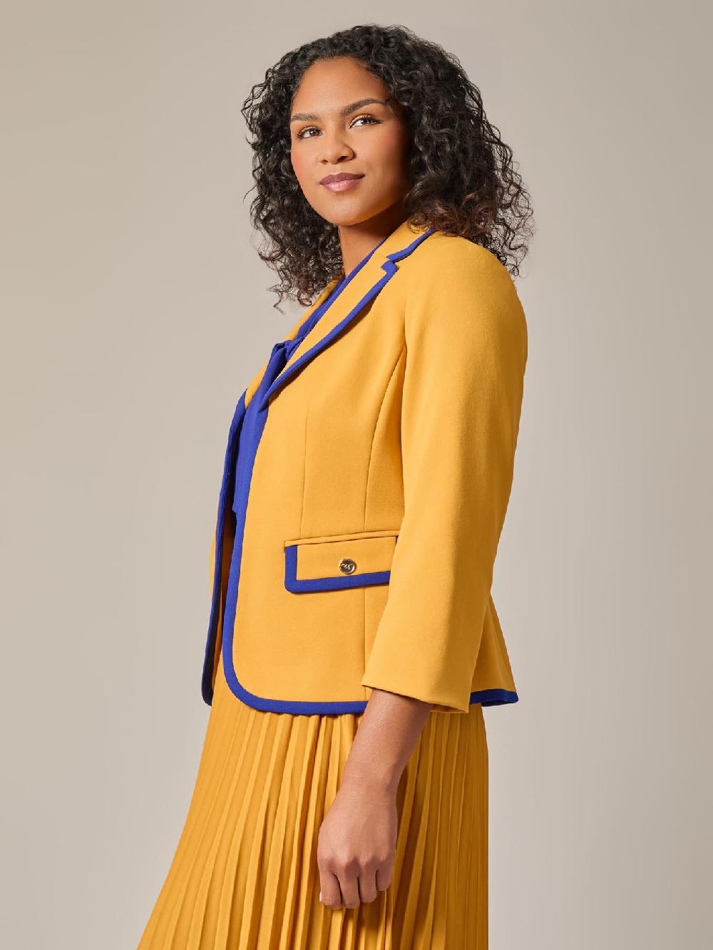 Kasper Rounded Collar Framed Jacket Gold Signature/Royal Signature