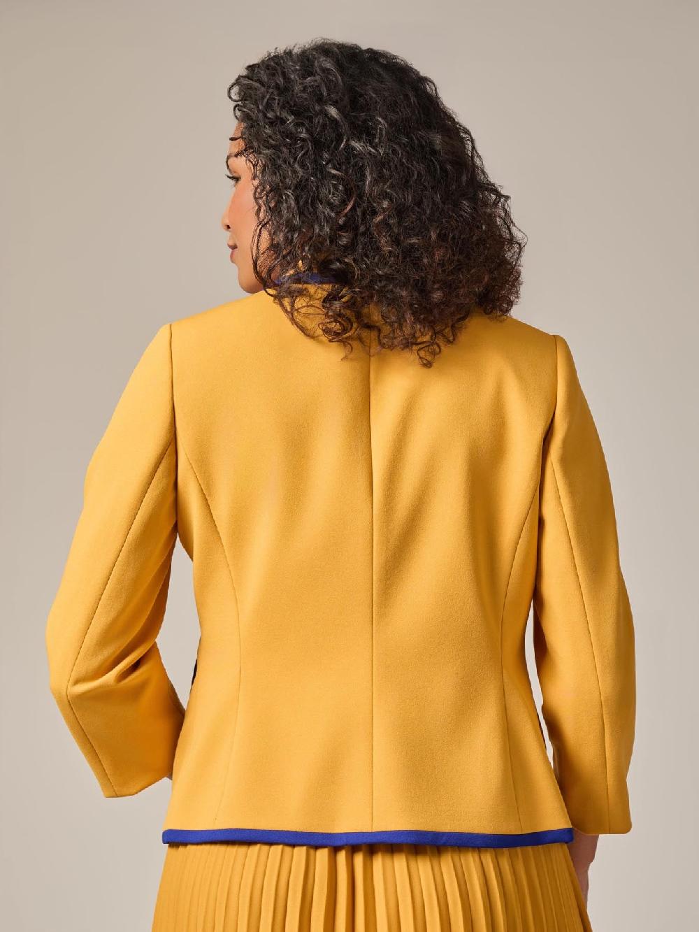 Kasper Rounded Collar Framed Jacket Gold Signature/Royal Signature