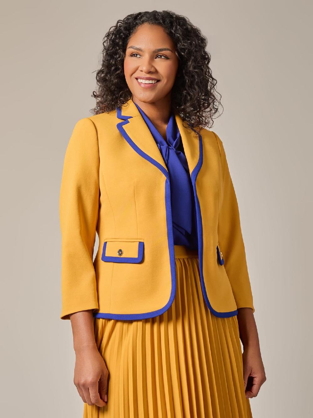 kasper Rounded Collar Framed Jacket Gold Signature/Royal Signature