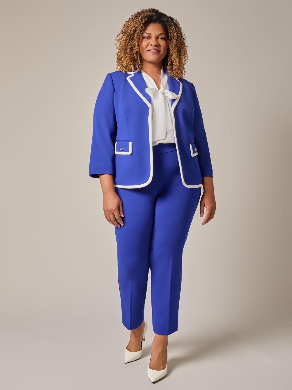 Kasper Rounded Collar Framed Jacket Royal Signature/White