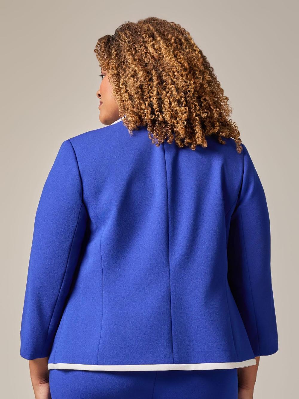 Kasper Rounded Collar Framed Jacket Royal Signature/White