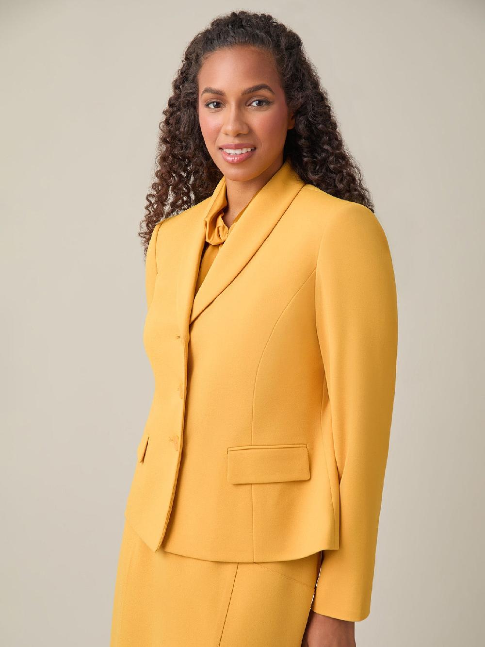 Kasper Shawl-Collar Three-Button Jacket Gold Signature