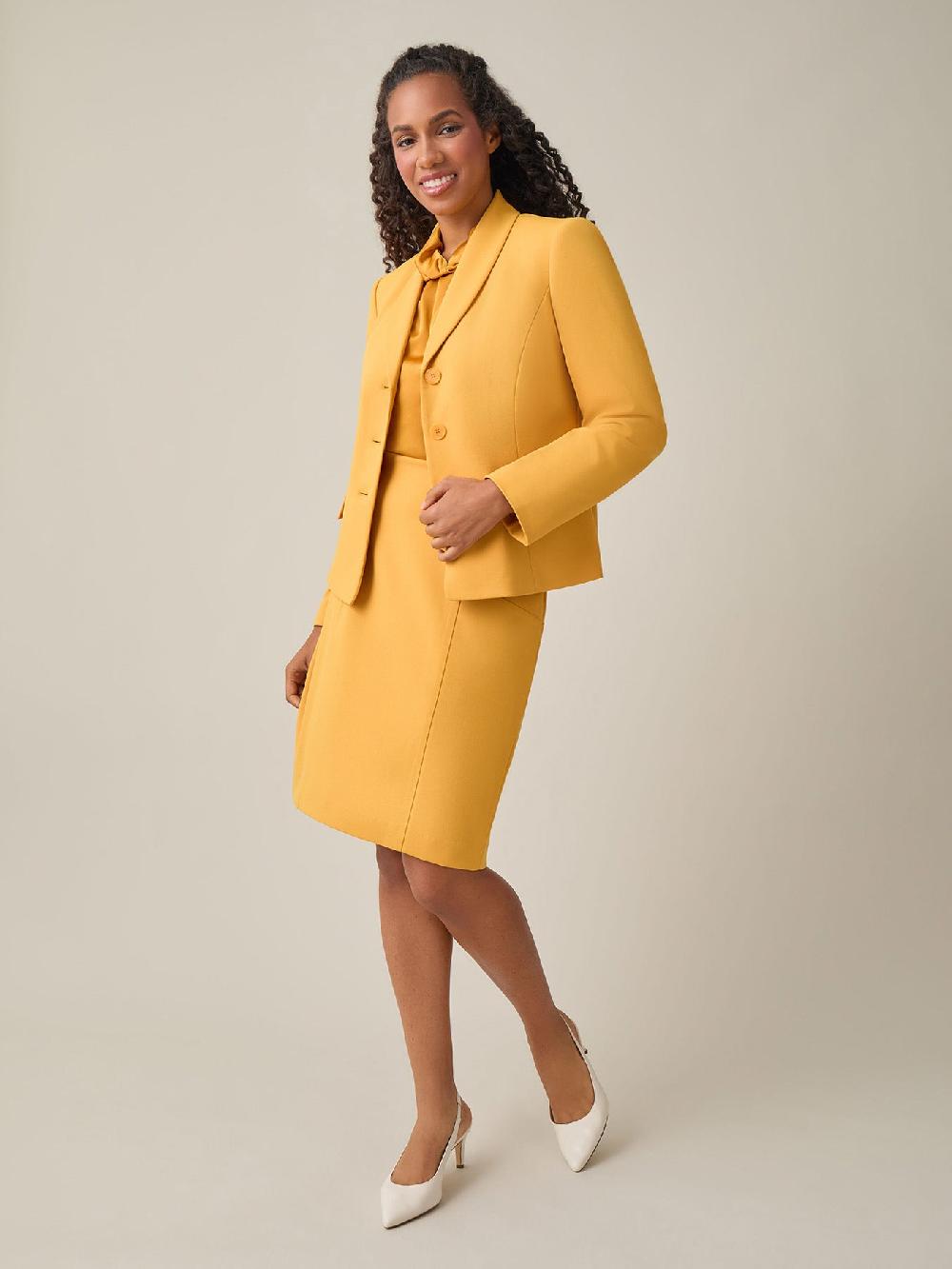 Kasper Shawl-Collar Three-Button Jacket Gold Signature