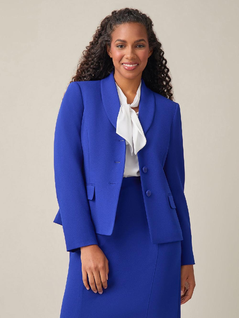 kasper Shawl-Collar Three-Button Jacket Royal Signature