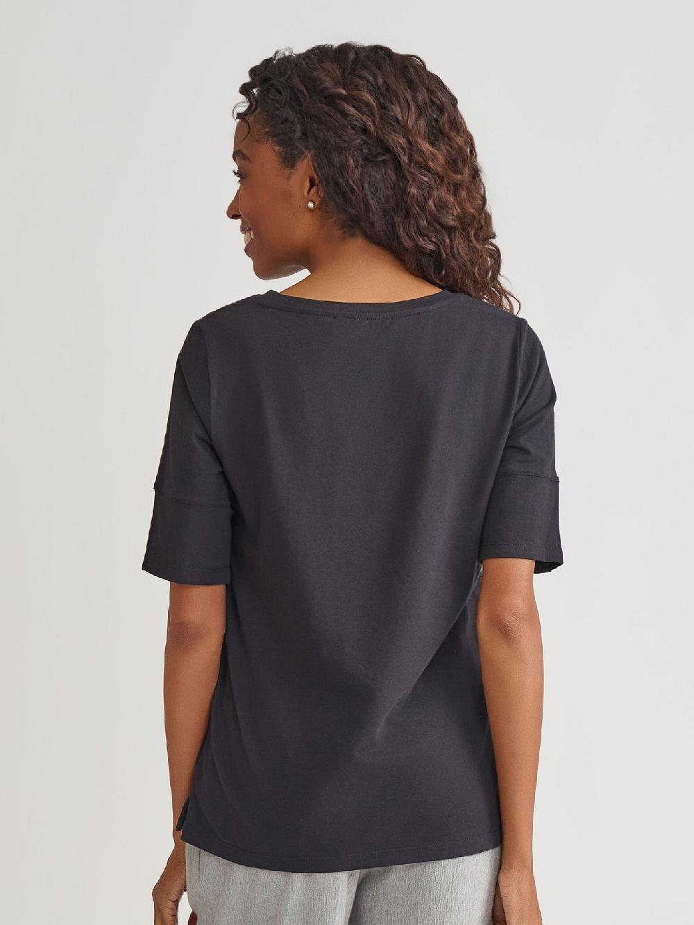 Kasper Short Sleeve Button Tee Stretch Cotton Blend