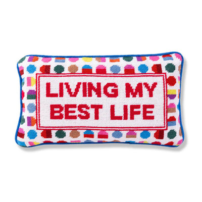 Kassatex Furbish Studio Best Life Needlepoint Pillow