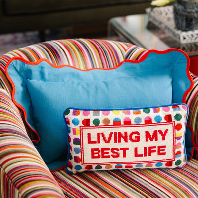 kassatex Furbish Studio Best Life Needlepoint Pillow